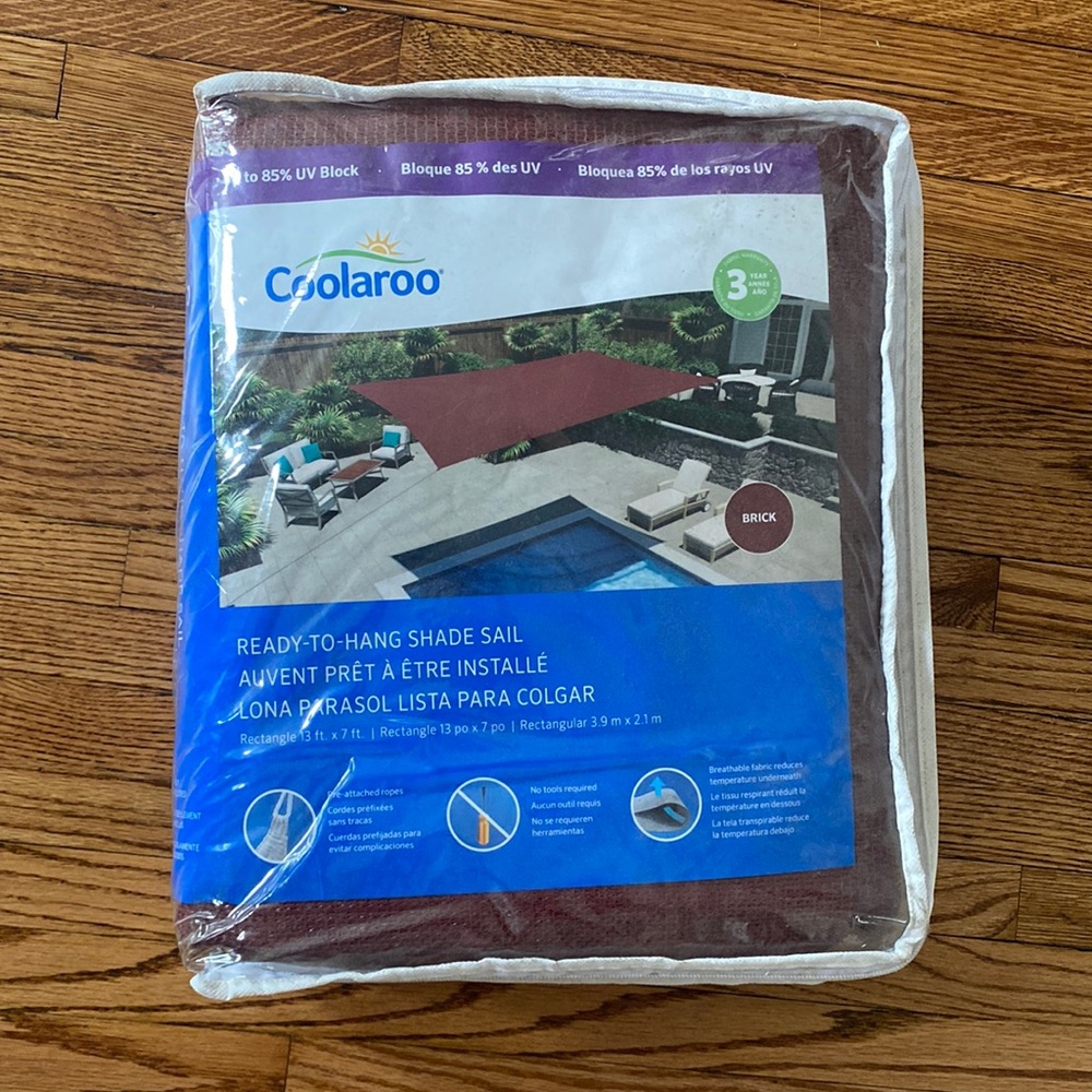 Brick Colored Coolaroo Ready to Hang Shade Sail (13’x7’)